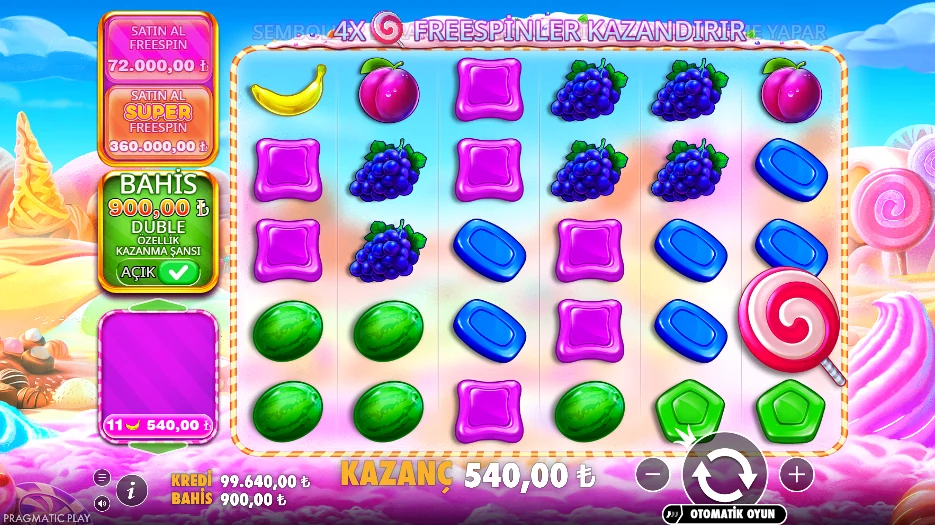 Sweet Bonanza 1000 gameplay — Ante bahsi, Super freespin, kazanç 540 TL